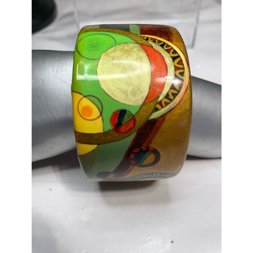 signed by blank artistic wide wood bangle